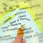 Map highlighting the Strait of Hormuz and surrounding regions