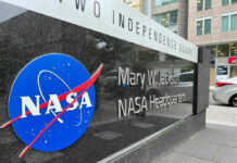 NASA Mary W. Jackson headquarters sign outside building.