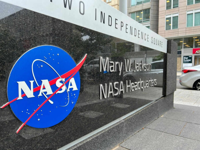 NASA Mary W. Jackson headquarters sign outside building.