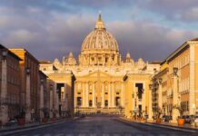 St. Peter's Basilica in Vatican City during sunset
