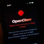 Close-up of a smartphone screen displaying the OpenClaw app interface