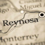 Close-up of a map highlighting the city of Reynosa