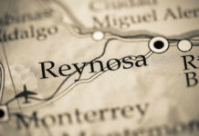 Close-up of a map highlighting the city of Reynosa