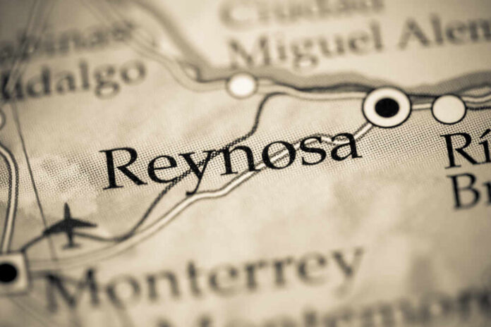 Close-up of a map highlighting the city of Reynosa