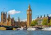 Heatwave Horror: London’s Dangerous New Reality View of Big Ben and the Houses of Parliament along the River Thames in London