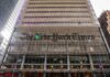 Facade of The New York Times building with modern architectural design