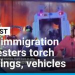 Anti-immigration protesters torch buildings and vehicles, block roads over Belfast stabbing