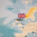 Map highlighting the United Kingdom with a flag