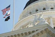 A Seven-Figure Payout Raises Tough Questions Flags and statue outside government building dome