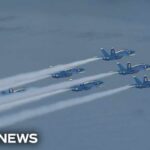 Blue Angels fly over New York Harbor as part of Sail4th 250