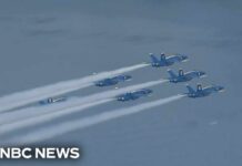 Blue Angels fly over New York Harbor as part of Sail4th 250