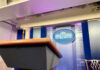 Why Some Networks Declined Trump’s Live Address Empty podium in White House press briefing room.