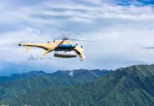 Drone Squeeze Begins—American Costs Spike Cargo drone helicopter flying over green mountain range