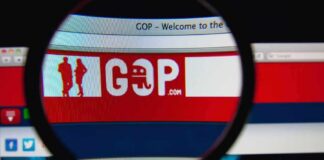 Magnifying glass focusing on GOP website banner