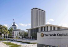 Florida Capitol complex with modern tower and historic dome