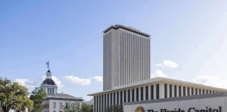 Florida Capitol complex with modern tower and historic dome