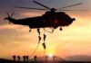 An Overseas Kidnapping Brings A Warning Of Escalation military helicopter with soldiers fast-roping at sunset